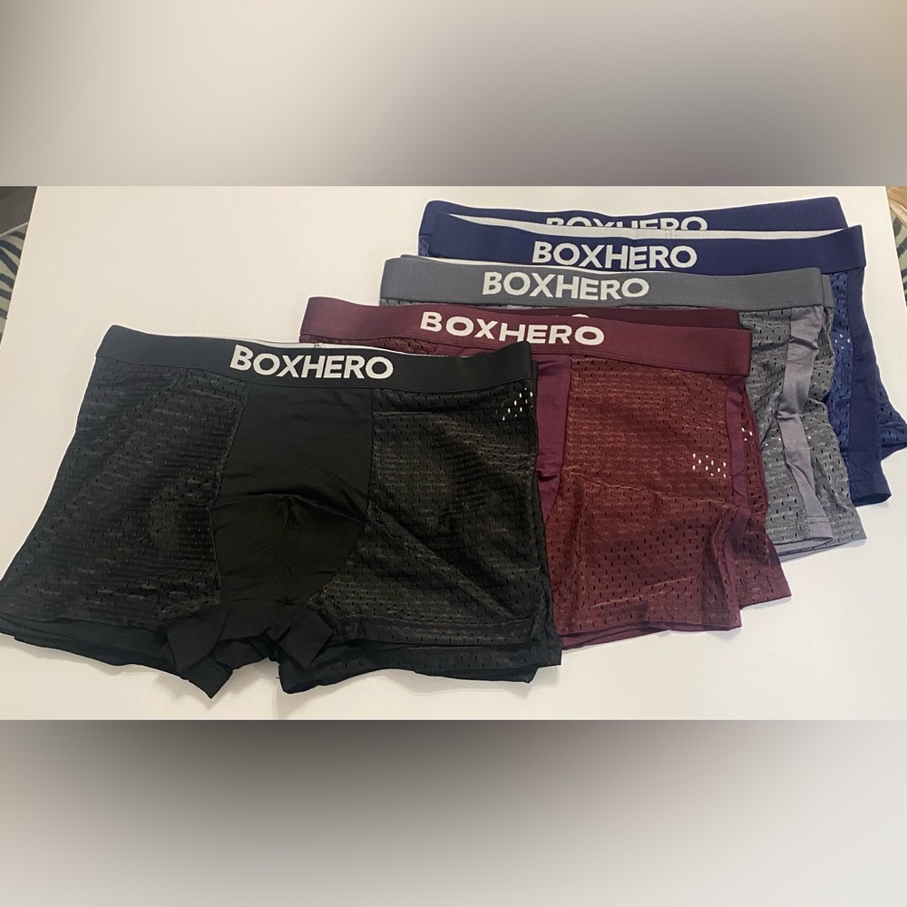 Boxhero Men's Boxer Briefs - Black, Blue, Burgundy, Gray Set of 10 - Picture 2 of 3